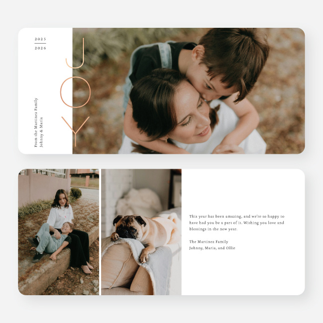 Foil Vertical Joy Holiday Cards and Invitations - Pink