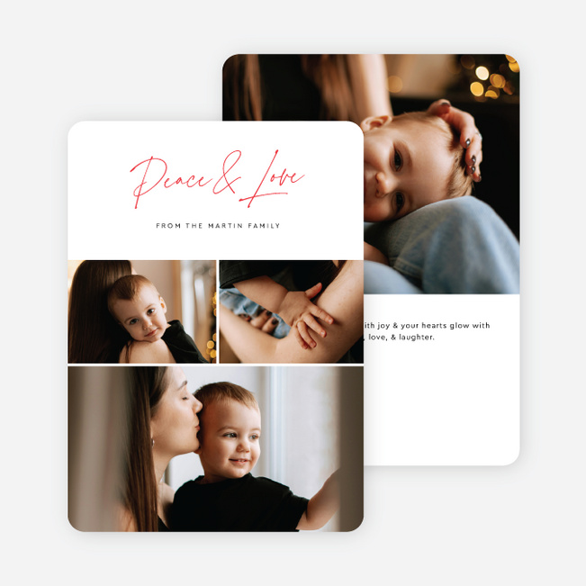 Peace & Love Holiday Cards and Invitations - Red
