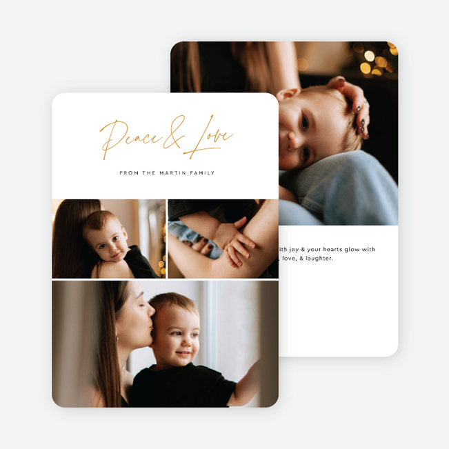 Peace & Love Holiday Cards and Invitations - Yellow