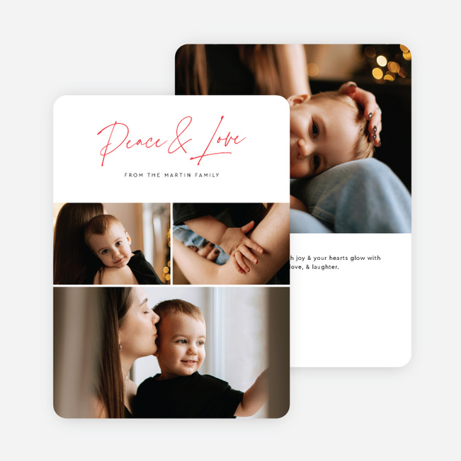 Peace & Love Holiday Cards and Invitations - Red