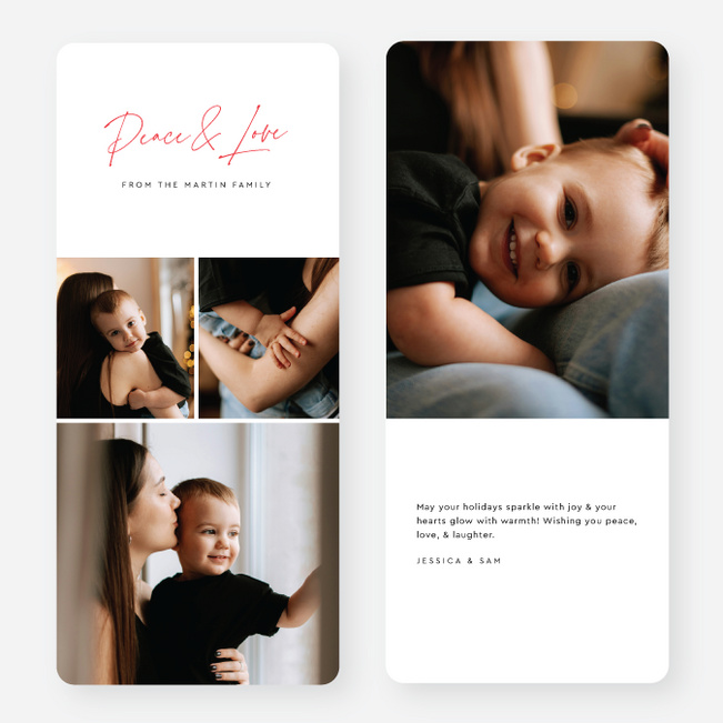 Peace & Love Holiday Cards and Invitations - Red