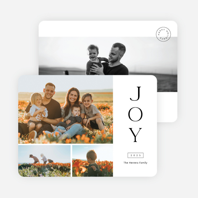 Stacked Grid Holiday Cards and Invitations - Black