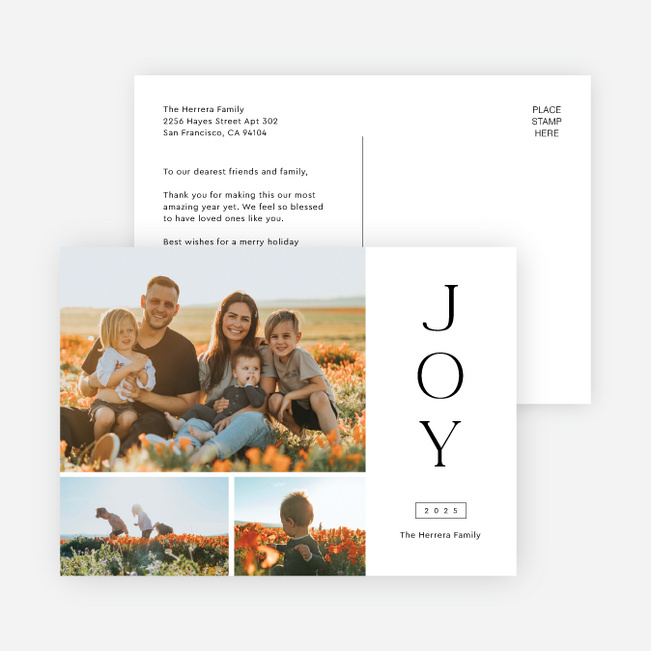 Stacked Grid Holiday Cards and Invitations - Black