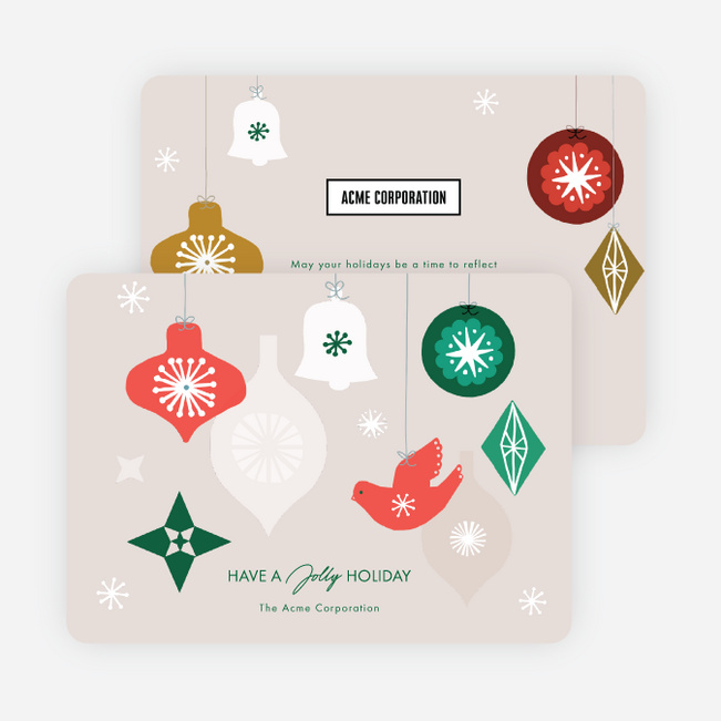 Festive Drop Corporate Holiday Cards & Corporate Christmas Cards - Beige