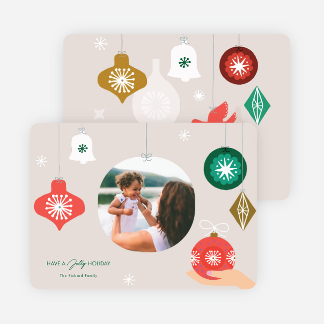 Festive Drop Holiday Cards and Invitations - Beige