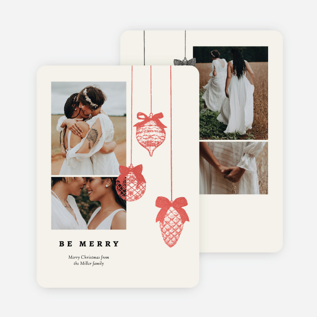 Foil Bow & Bauble Christmas Cards - Red