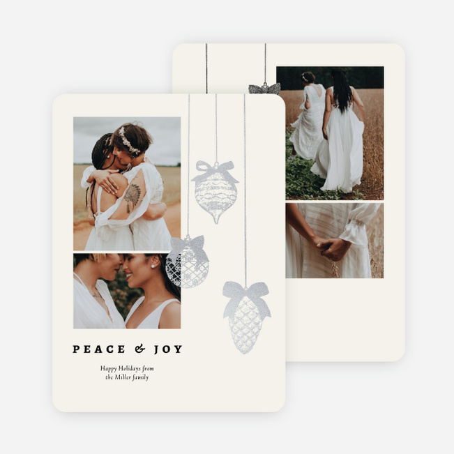 Foil Bow & Bauble Holiday Cards and Invitations - Gray