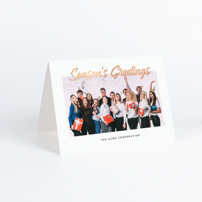 Foil Refined Wishes Corporate Holiday Cards & Corporate Christmas Cards - Pink