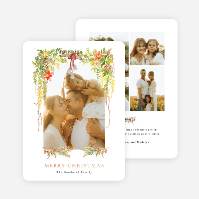 Foil Floral Wash Christmas Cards - Pink