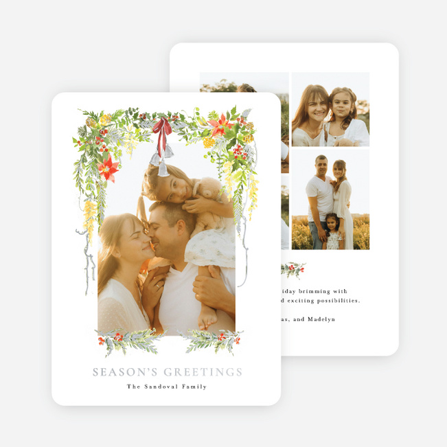 Foil Floral Wash Holiday Cards and Invitations - Gray