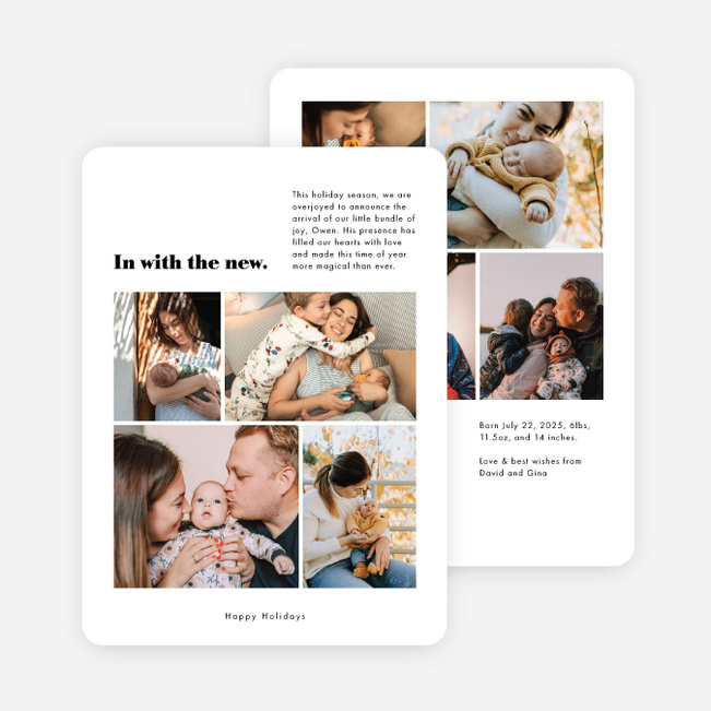 In With the New Holiday Cards and Invitations - White