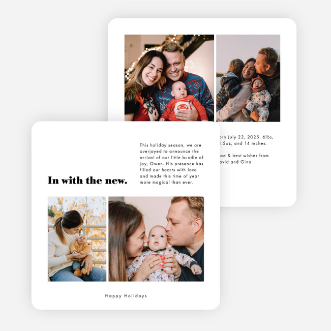 In With the New Holiday Cards and Invitations - White