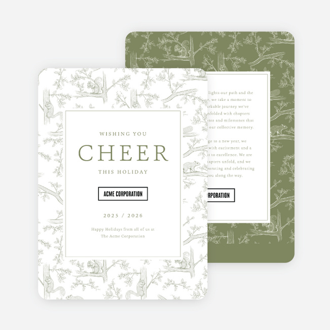 Winter Scurry Corporate Holiday Cards & Corporate Christmas Cards - Green