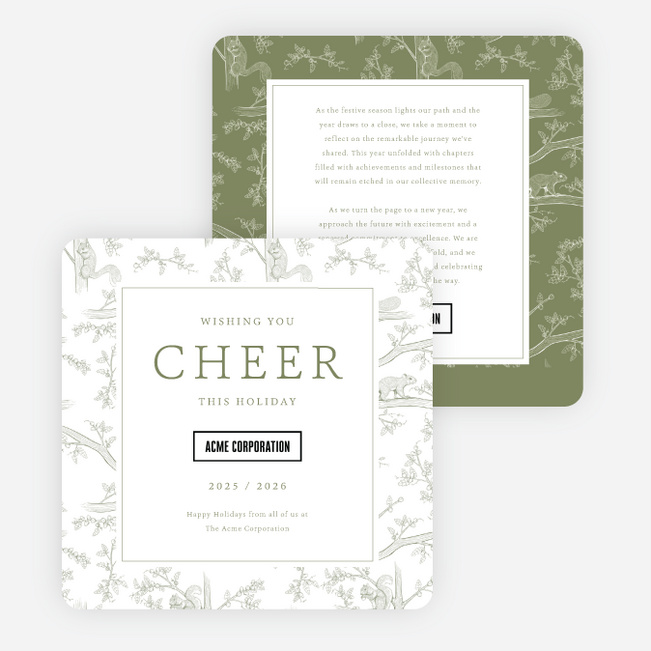 Winter Scurry Corporate Holiday Cards & Corporate Christmas Cards - Green