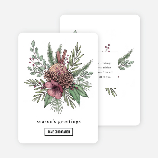 Burst of Cheer Corporate Holiday Cards & Corporate Christmas Cards - White