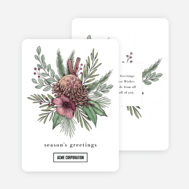 Burst of Cheer Corporate Holiday Cards & Corporate Christmas Cards - White