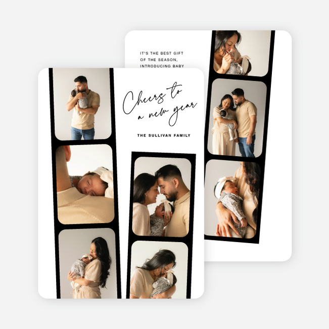 Frame by Frame New Year Cards and Invitations - Black