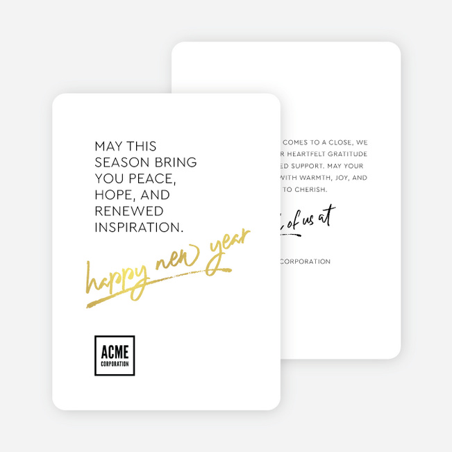 Foil Inspired Appreciation Corporate Holiday Cards & Corporate Christmas Cards - Yellow