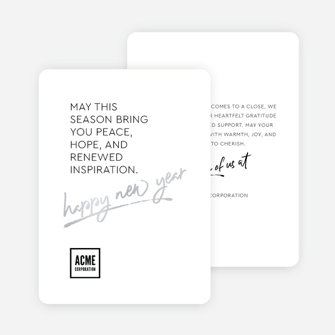 Foil Inspired Appreciation Corporate Holiday Cards & Corporate Christmas Cards - Gray