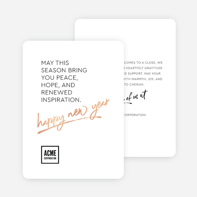 Foil Inspired Appreciation Corporate Holiday Cards & Corporate Christmas Cards - Pink