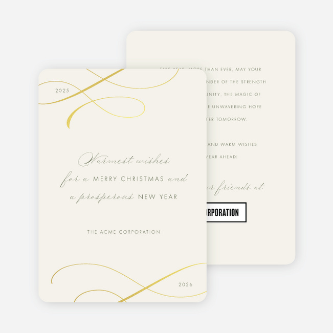 Foil Subtle Script Corporate Holiday Cards & Corporate Christmas Cards - Yellow