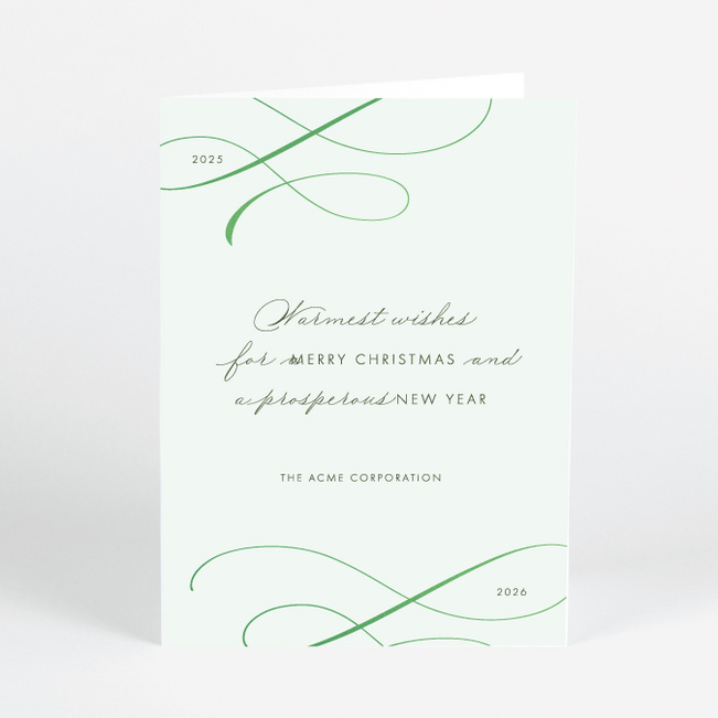 Foil Subtle Script Corporate Holiday Cards & Corporate Christmas Cards - Green