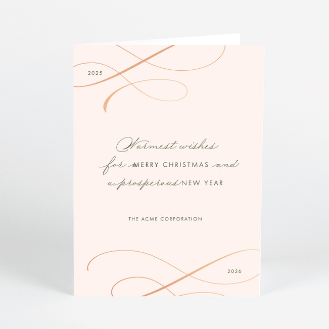 Foil Subtle Script Corporate Holiday Cards & Corporate Christmas Cards - Pink