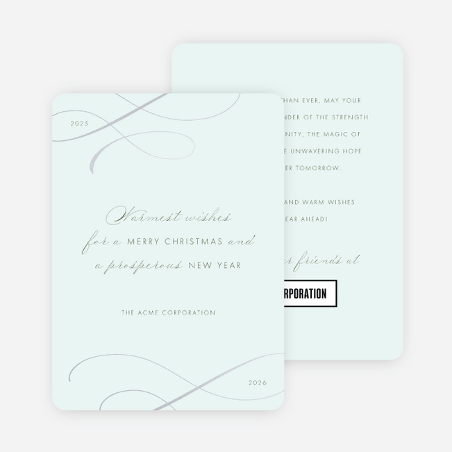Foil Subtle Script Corporate Holiday Cards & Corporate Christmas Cards - Gray