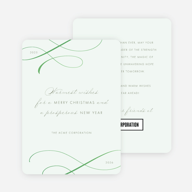 Foil Subtle Script Corporate Holiday Cards & Corporate Christmas Cards - Green