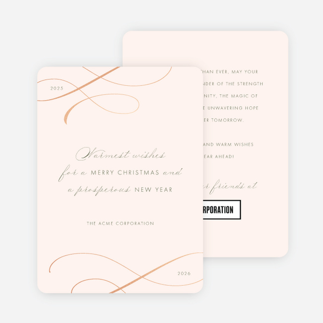 Foil Subtle Script Corporate Holiday Cards & Corporate Christmas Cards - Pink