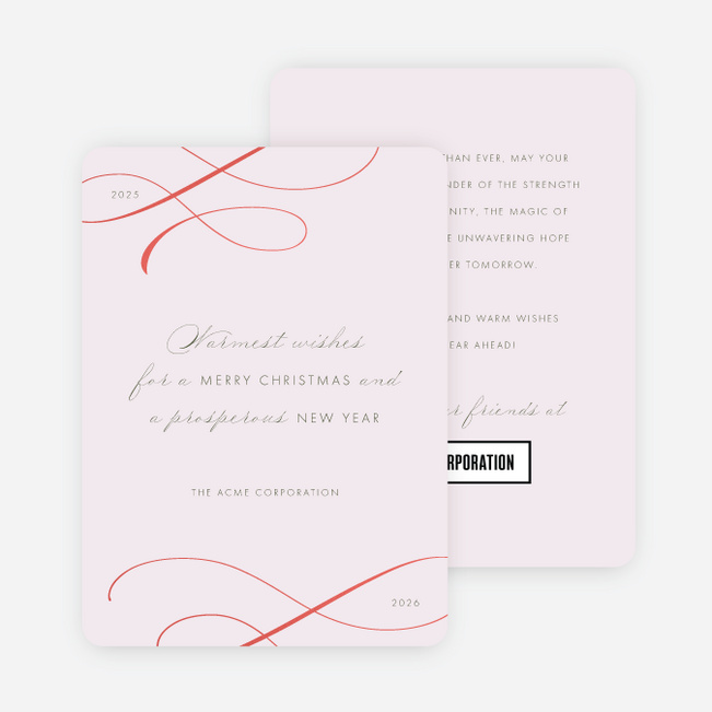 Foil Subtle Script Corporate Holiday Cards & Corporate Christmas Cards - Red