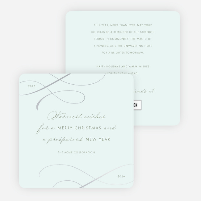 Foil Subtle Script Corporate Holiday Cards & Corporate Christmas Cards - Gray