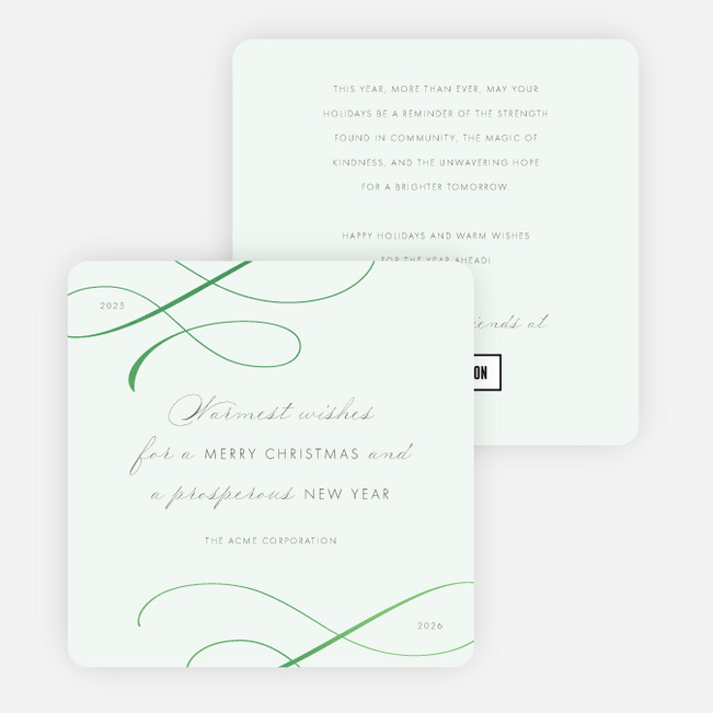 Foil Subtle Script Corporate Holiday Cards & Corporate Christmas Cards - Green