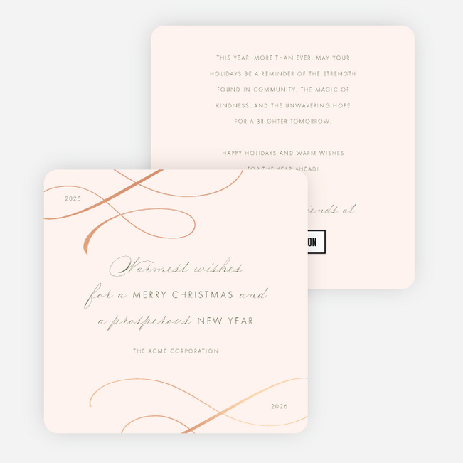 Foil Subtle Script Corporate Holiday Cards & Corporate Christmas Cards - Pink