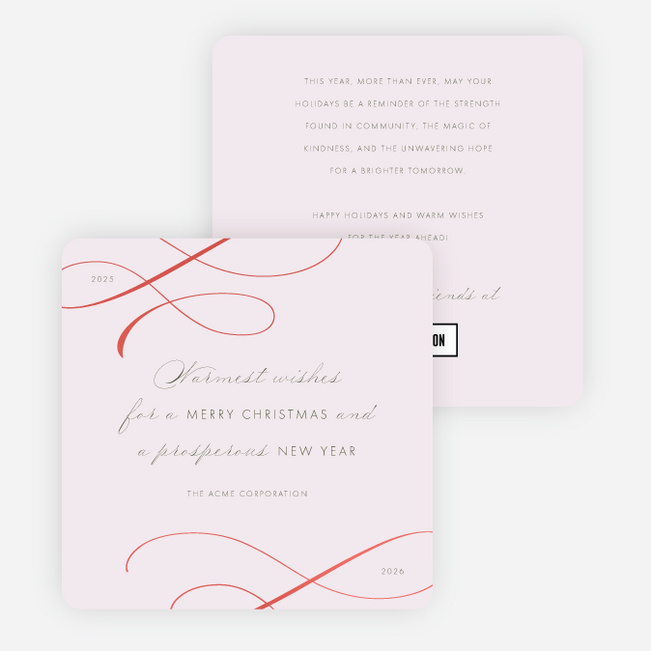 Foil Subtle Script Corporate Holiday Cards & Corporate Christmas Cards - Red