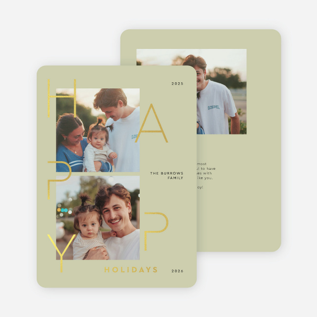 Foil Happy & Bright Holiday Cards and Invitations - Yellow