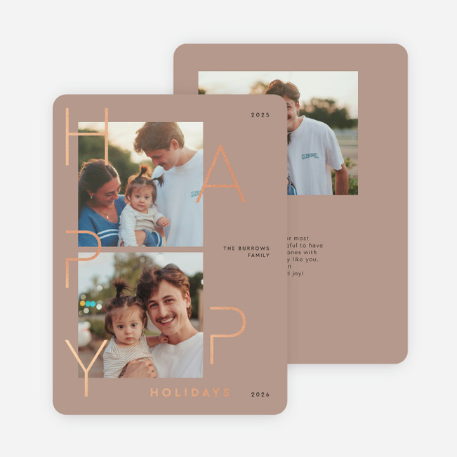 Foil Happy & Bright Holiday Cards and Invitations - Pink