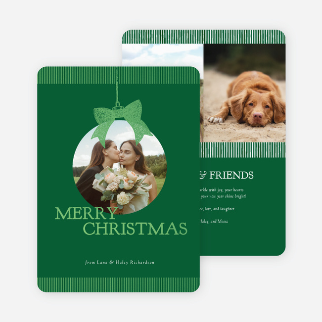 Foil Hung with Care Christmas Cards - Green