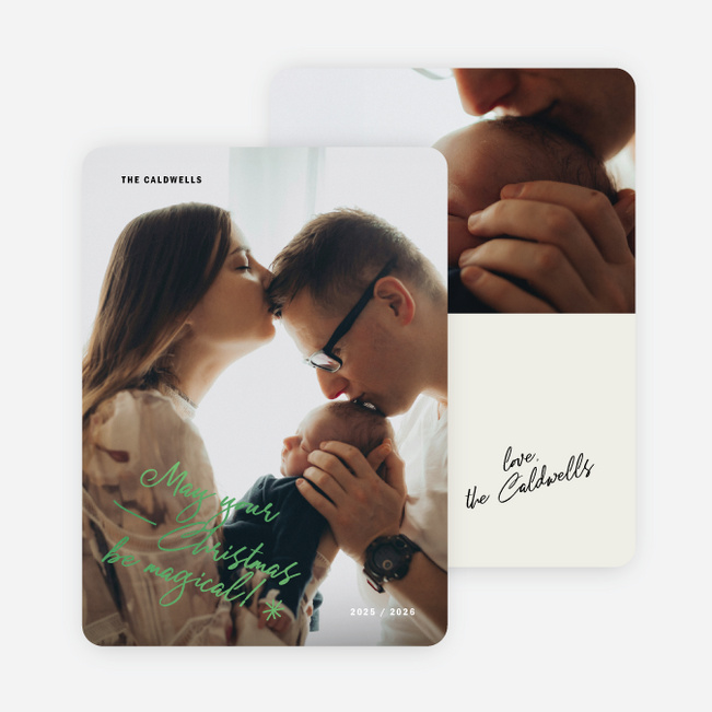 Foil Polished Wishes Christmas Cards - Green