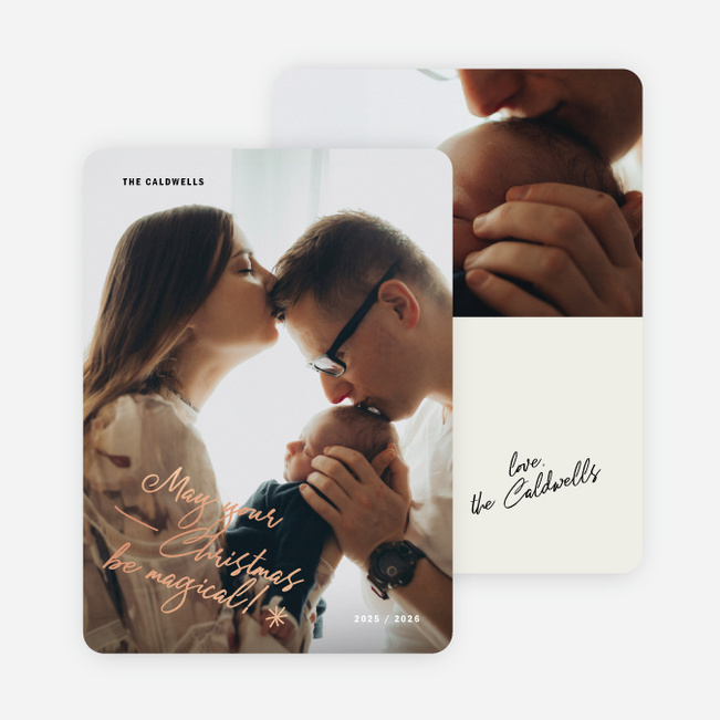 Foil Polished Wishes Christmas Cards - Pink