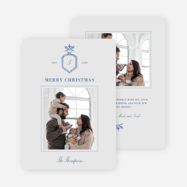 Initial Greeting Christmas Cards - Gray