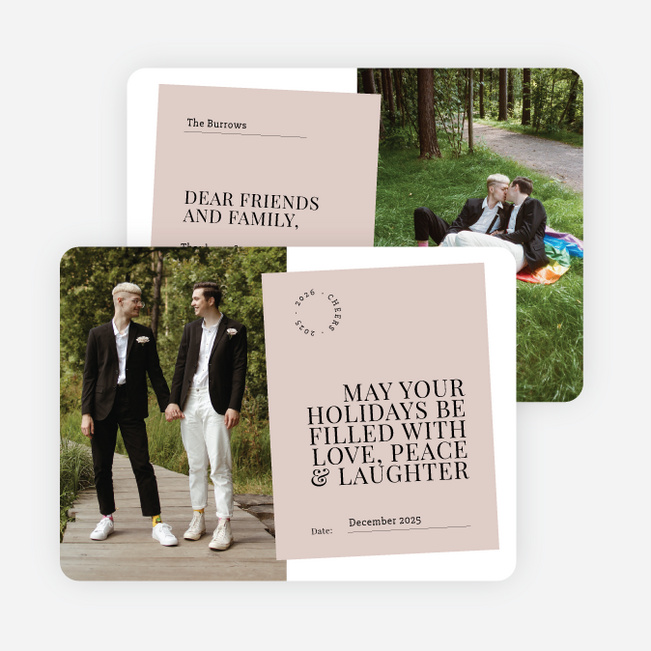 Memorable Memo Holiday Cards and Invitations - Beige