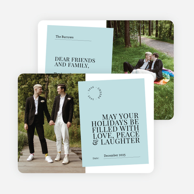 Memorable Memo Holiday Cards and Invitations - Blue