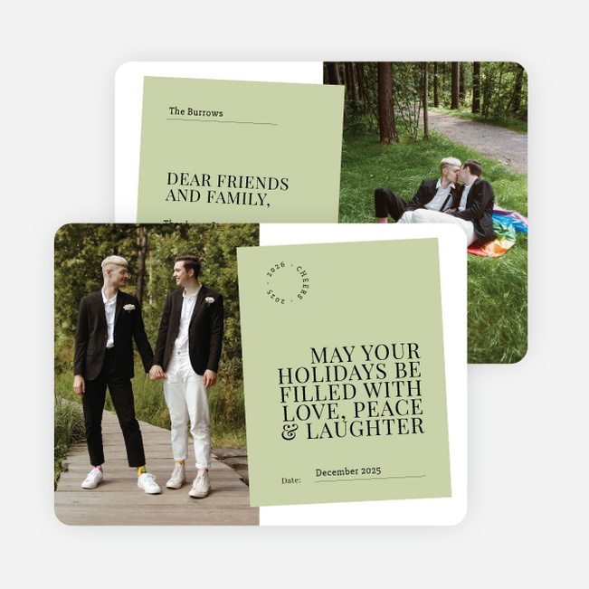 Memorable Memo Holiday Cards and Invitations - Green