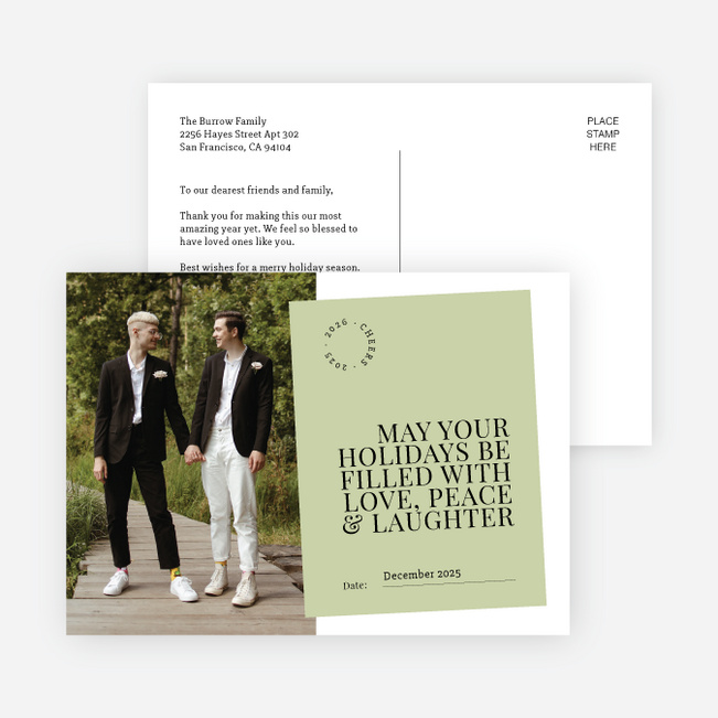 Memorable Memo Holiday Cards and Invitations - Green