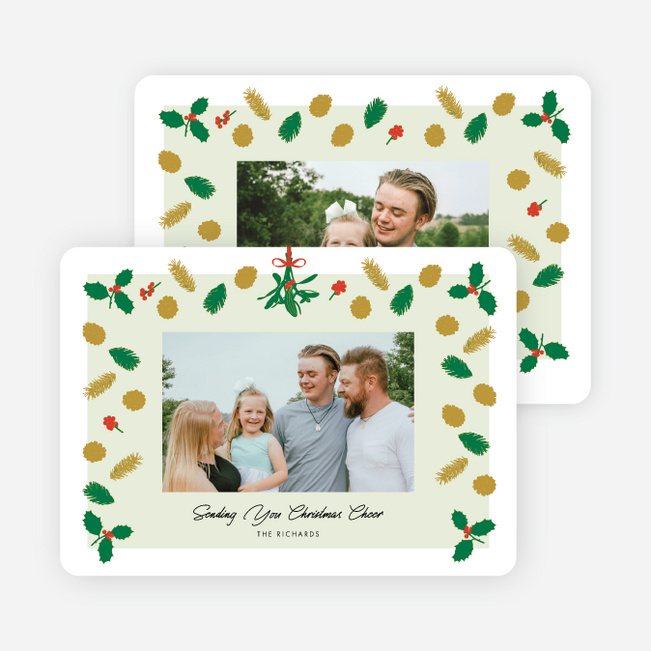Patterned Pines Christmas Cards - Green