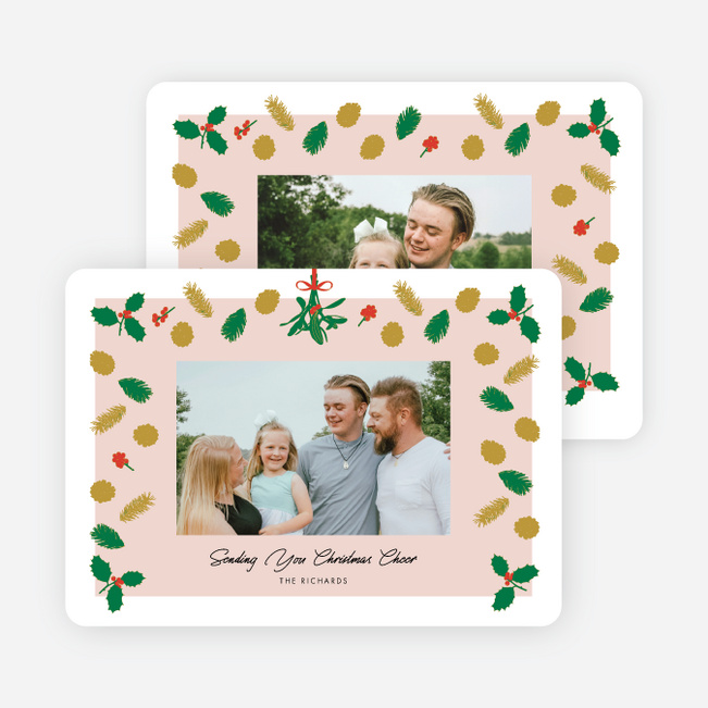 Patterned Pines Christmas Cards - Pink