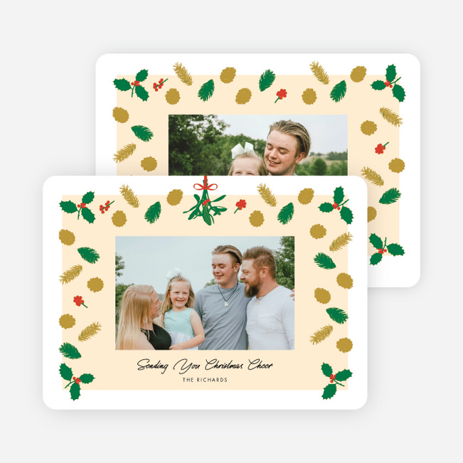 Patterned Pines Christmas Cards - Yellow