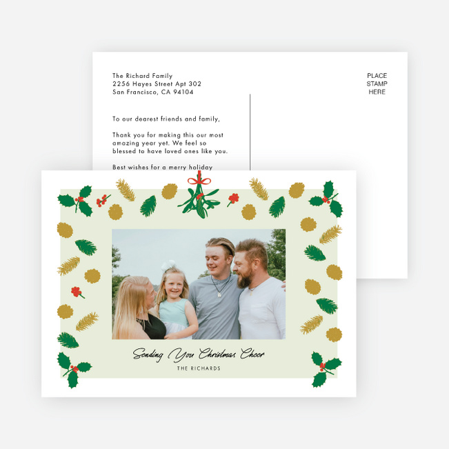 Patterned Pines Christmas Cards - Green