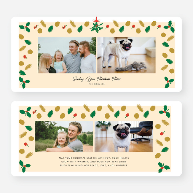 Patterned Pines Christmas Cards - Yellow